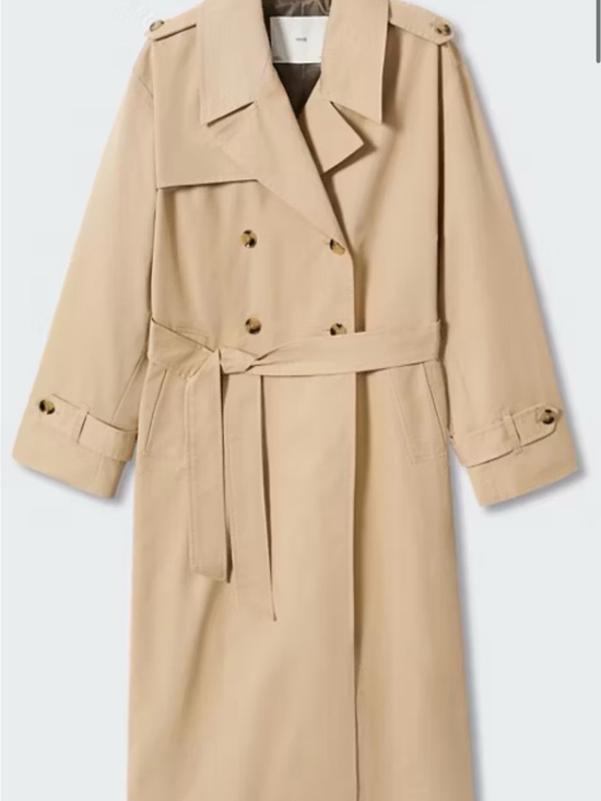 Mango Jackets & Blazers - Mango Beige Double-Breasted Trench Coat with Belt